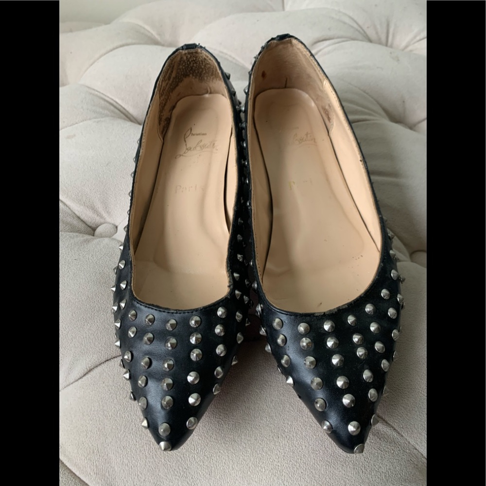 Christian Louboutin Pigalle Spiked Flats Nappa